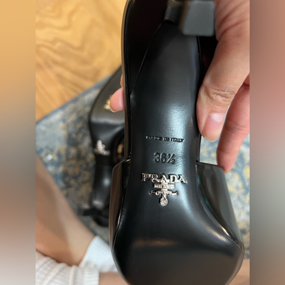 NEW Prada Logo Pointed Toe Mules in Black - Picture 10 of 11